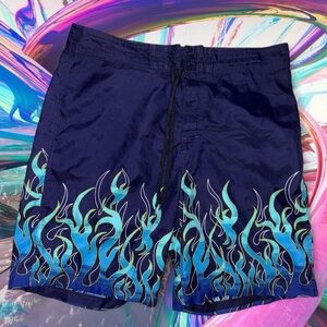 vintage y2k flame swim trunks - utility, sz 36 (lg/xl). no flaws!
